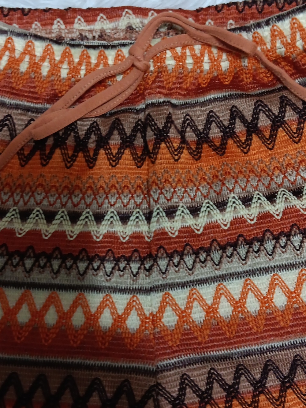 SHEIN Orange Patterned Knit Drawstring Shorts - Picture 2 of 4